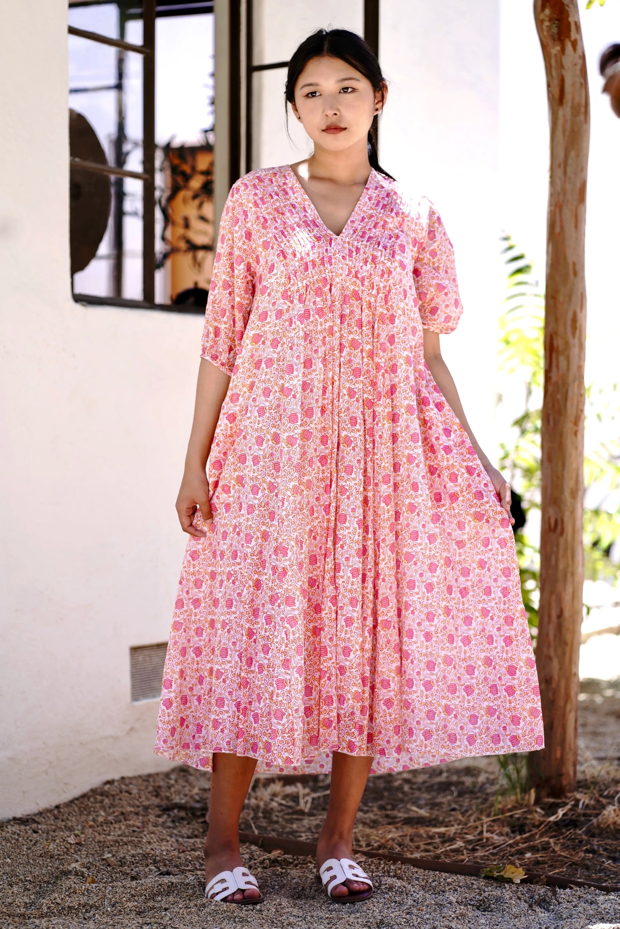 Skye Dress Ivory Pink – Dolma