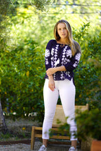 Load image into Gallery viewer, Bonnie Embroidered Blouse Navy
