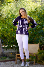 Load image into Gallery viewer, Bonnie Embroidered Blouse Navy
