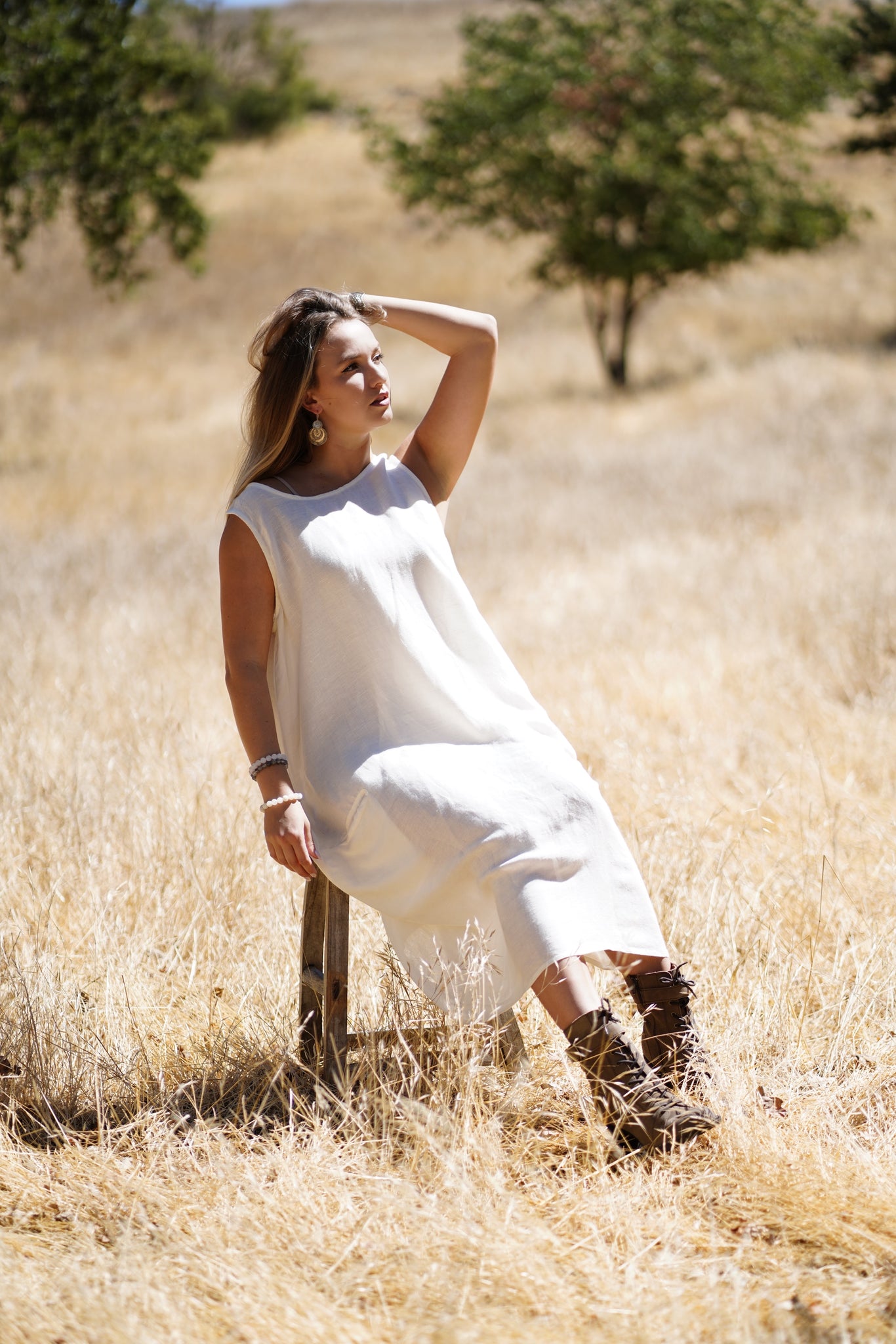 Anita Linen Sleeveless Dress Natural Dolma Anita Linen Sleeveless Dress Natural Dolma