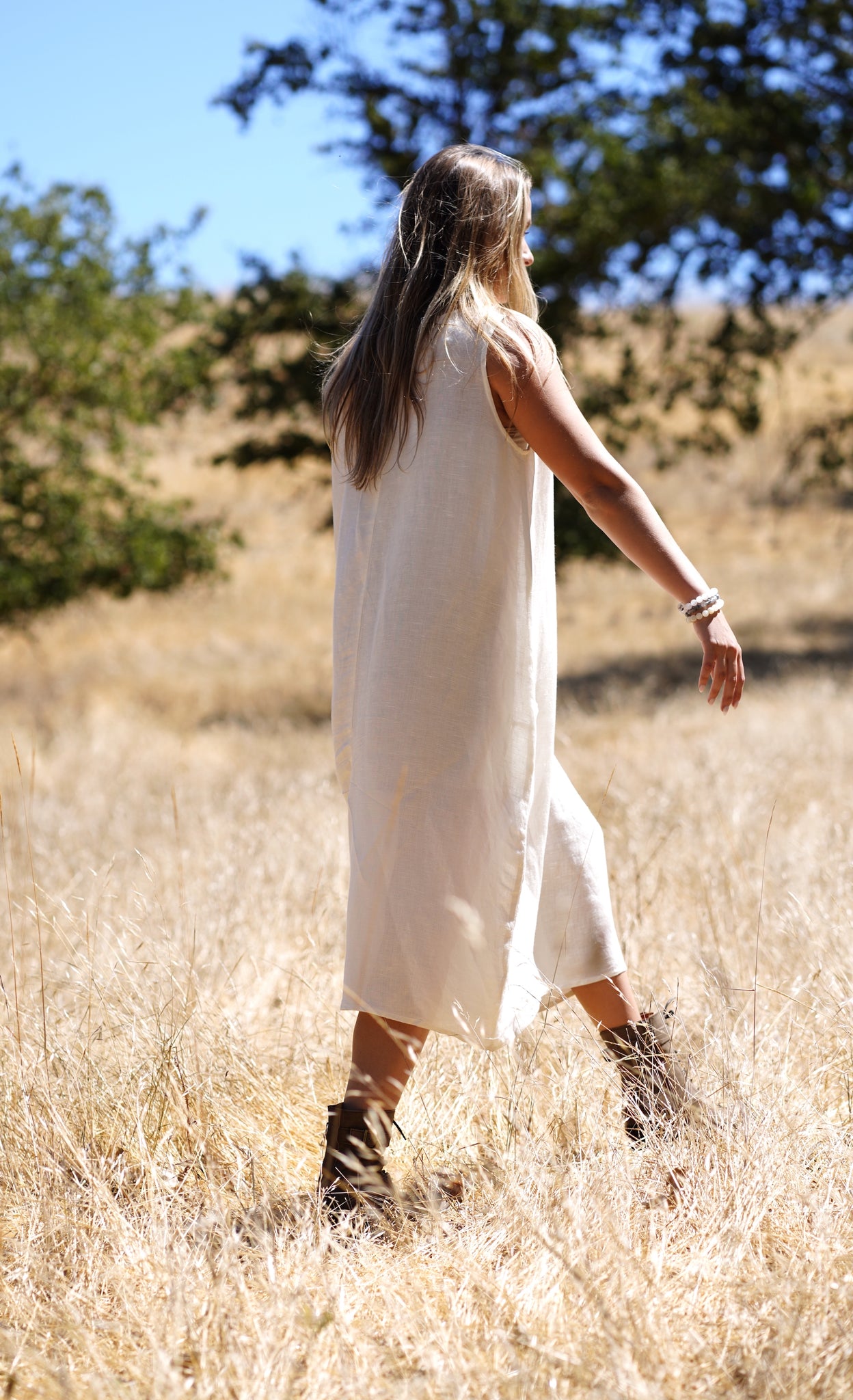 Anita Linen Sleeveless Dress Natural Dolma Anita Linen Sleeveless Dress Natural Dolma