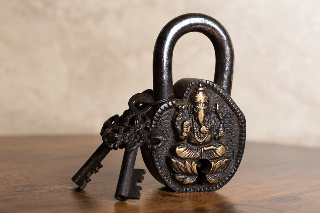 Antique Brass Vintage Tibetan Buddhist Lock