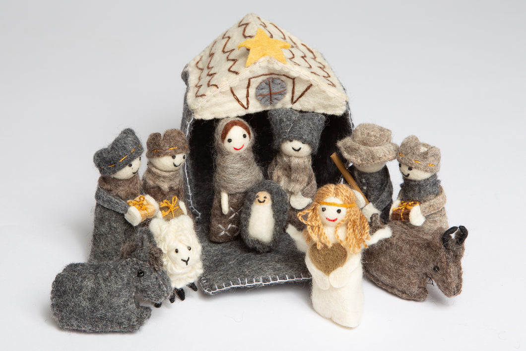 Nativity Scene Set Felted Wool