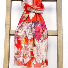 Load image into Gallery viewer, Lhasa Floral Wool Scarf/Wrap Orange
