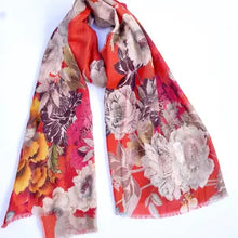 Load image into Gallery viewer, Lhasa Floral Wool Scarf/Wrap Orange
