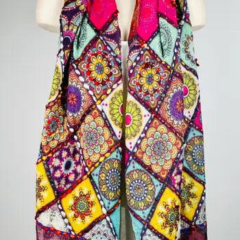 Nazik Embroidered Wool Scarf/Wrap