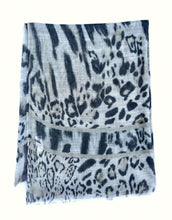 Load image into Gallery viewer, Himalayan Leopard Print Wool Scarf/Wrap Grey
