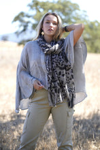 Load image into Gallery viewer, Himalayan Leopard Print Wool Scarf/Wrap Grey
